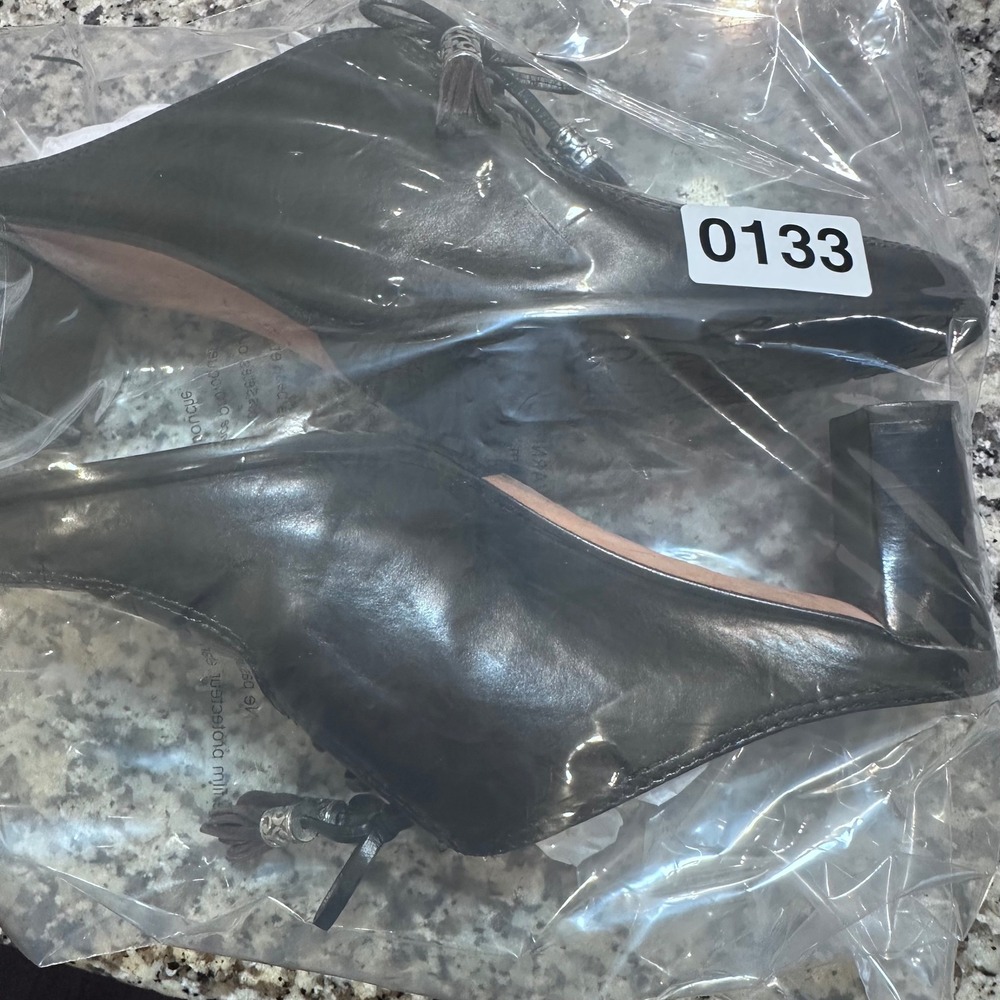 Brighton‎ Tassle Women's Black Leather Embossed Mules Heels Shoes Size 9M - Picture 9 of 9